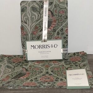 MORRIS & Co SSEASONS OF MAY GREEN 60x84 TABLECLOTH + 4 PLACEMATS 13x19 NWT